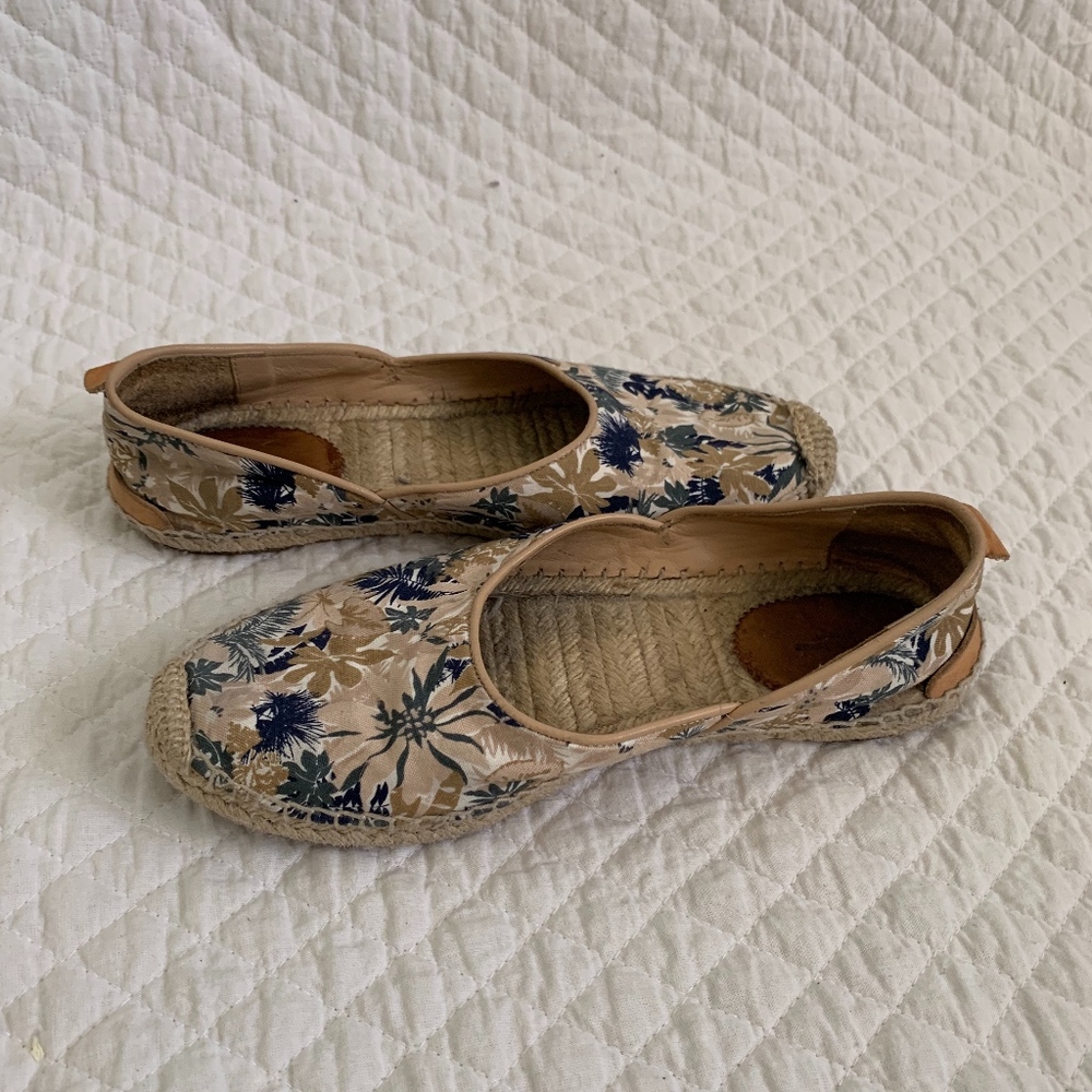 Rag and Bone Floral Leather Trim Espadrille Flats